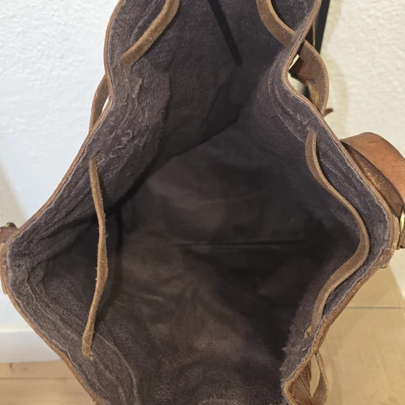 Vintage Brown Leather Cutout Shoulder Bag Vintage Mexican Artisan Leather Work - Picture 8 of 9